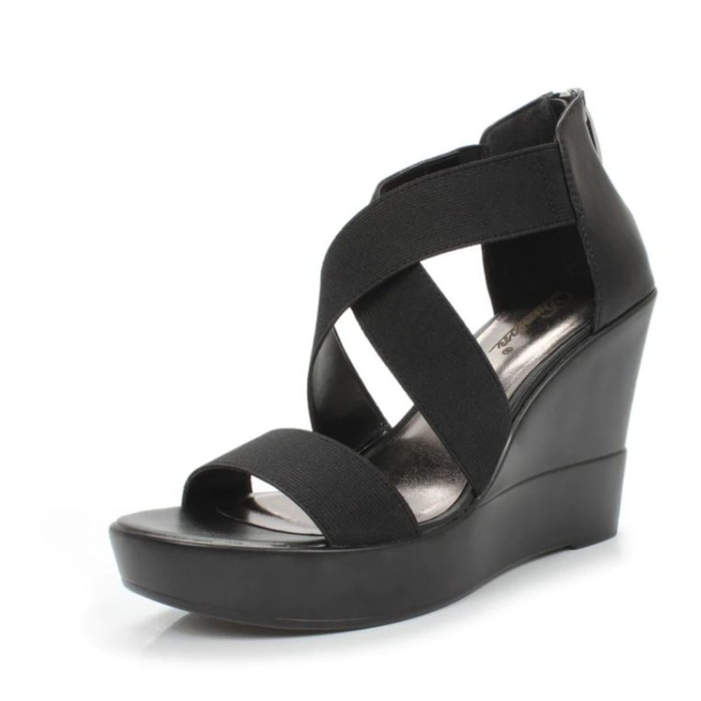 NEW Women's Zip Closure Crisscross Straps Platform Wedge Sandal